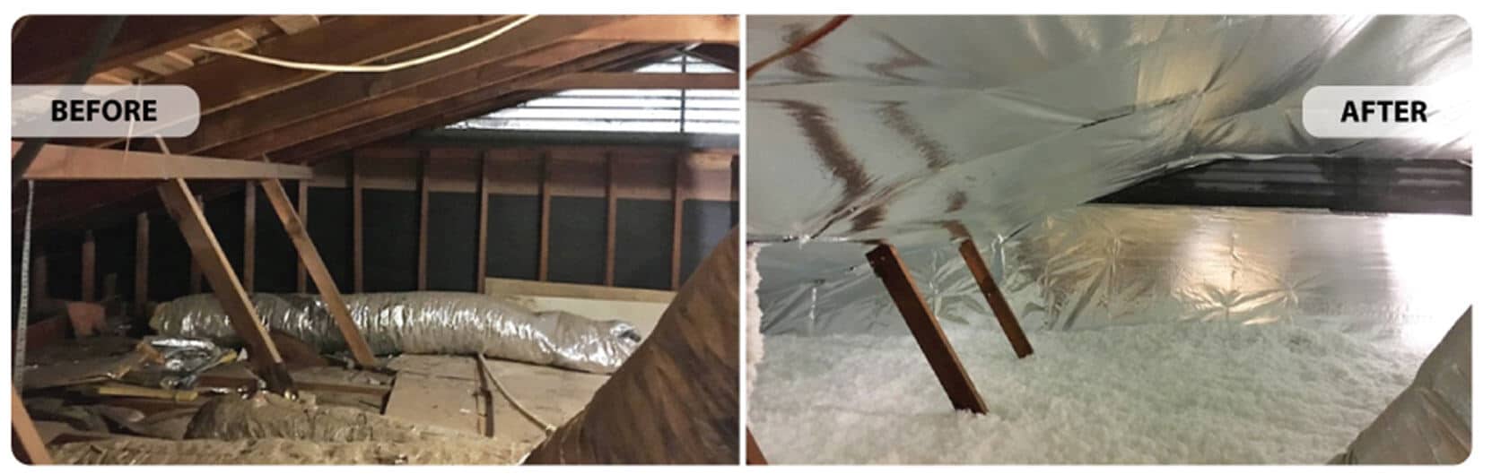 Attic Insulation Before After 1, American Air Conditioning &amp; Heating