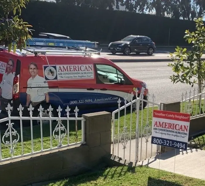 American Air van in front of a client's house