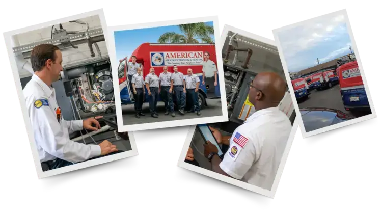 Collage of images of HVAC technicians